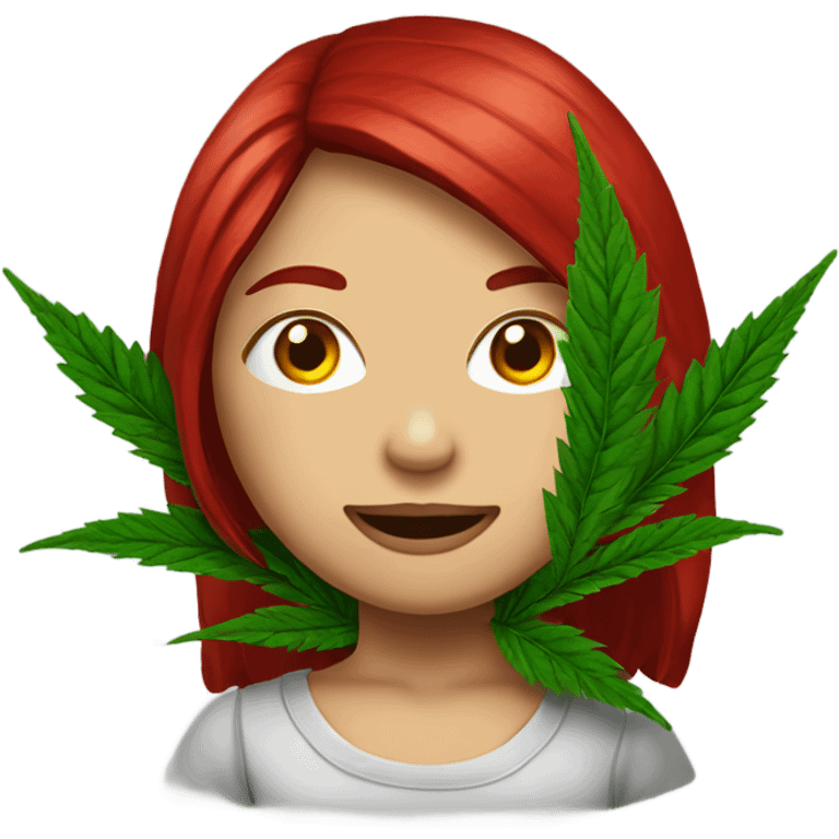 female blood red hair, marijuana plant  emoji