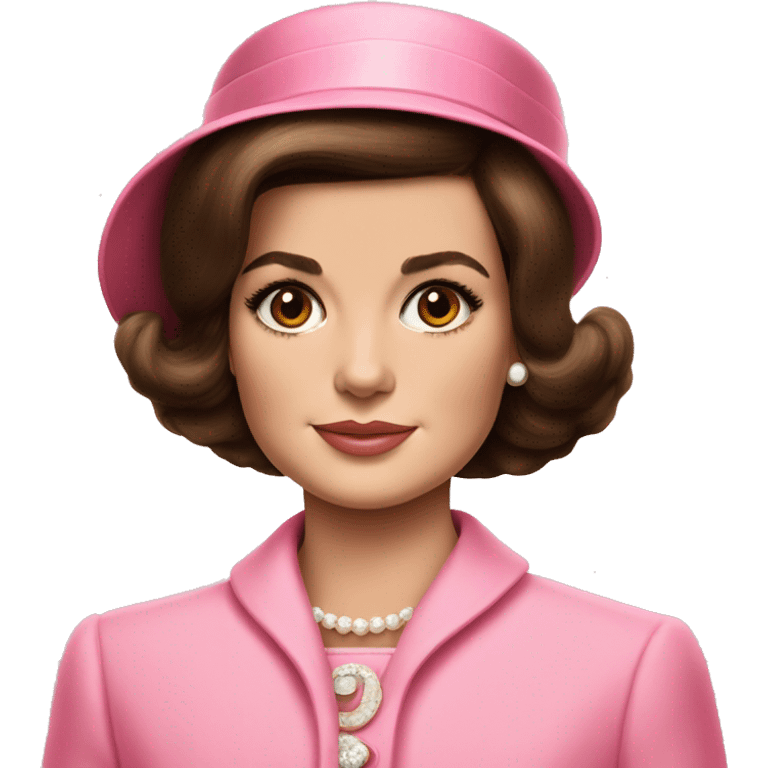 Young Jackie Kennedy in pink suit and pillbox hat emoji