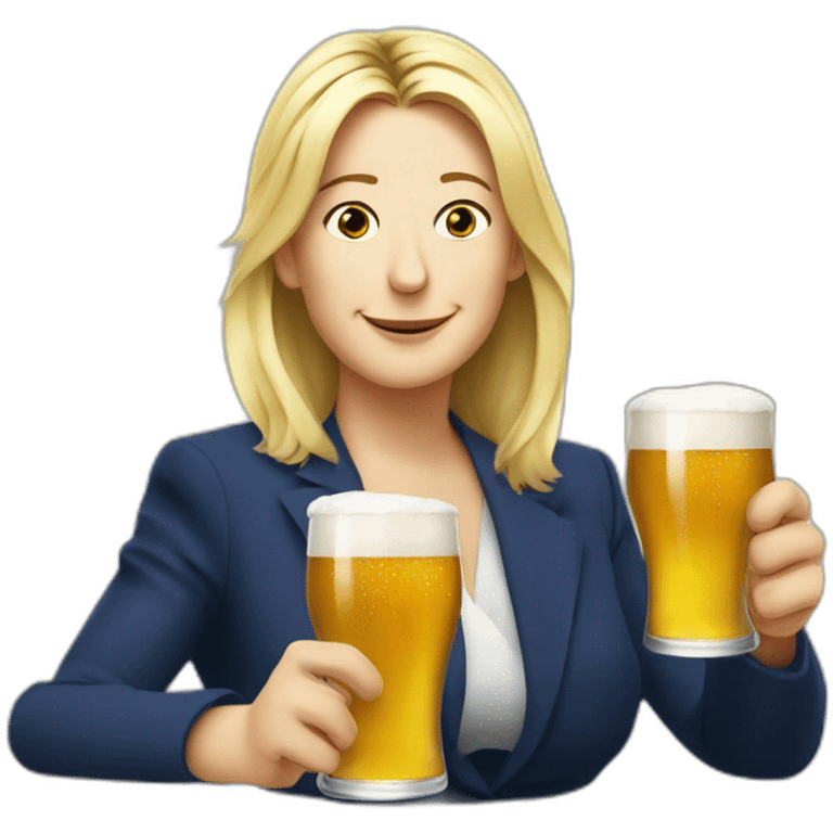 Marine lepen avec une bière emoji