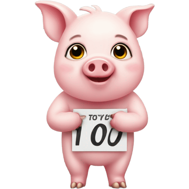 Cute pig with 100 sign  emoji