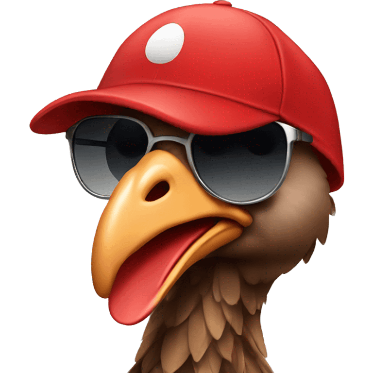 Turkey with red baseball hat and sunglasses emoji