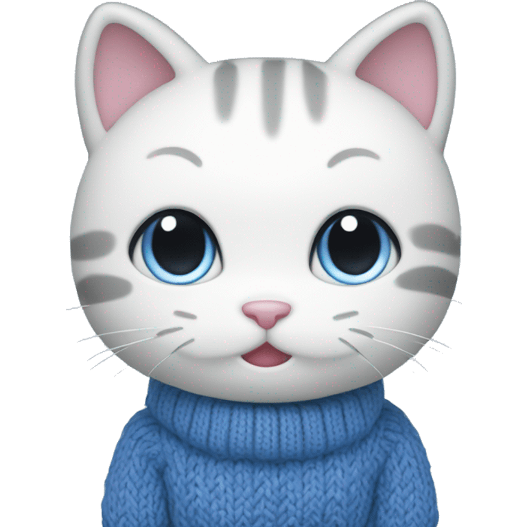 kitty(sanrio character) wearing blue knit emoji