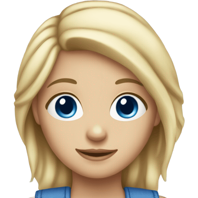 blonde girl blue eyes blue overalls emoji