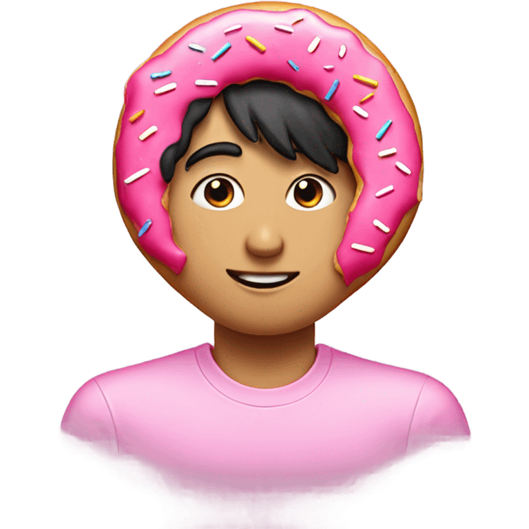 pink donut with black hairs on it emoji