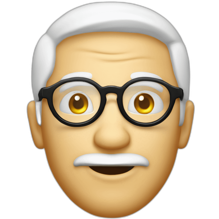 Viel homme blanc chauve avec lunettes rondes SANS moustache visage rond emoji