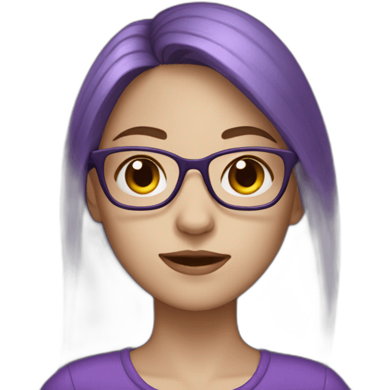 girl with glasses dressed in purple with pale skin and brown hair emoji