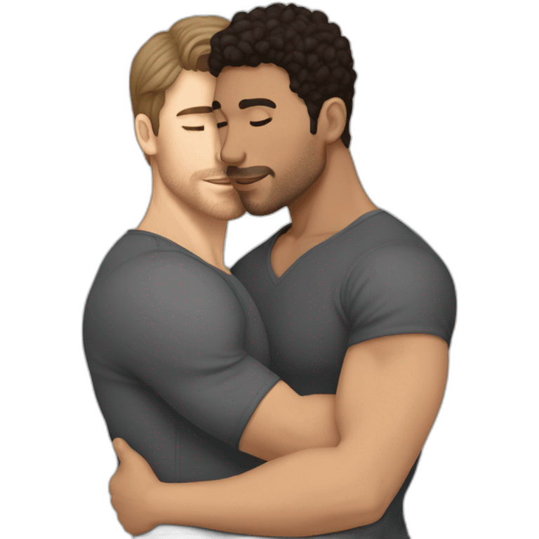 Sexy-fit-Latino-male-and-caucasian-male-interracial-kissing emoji