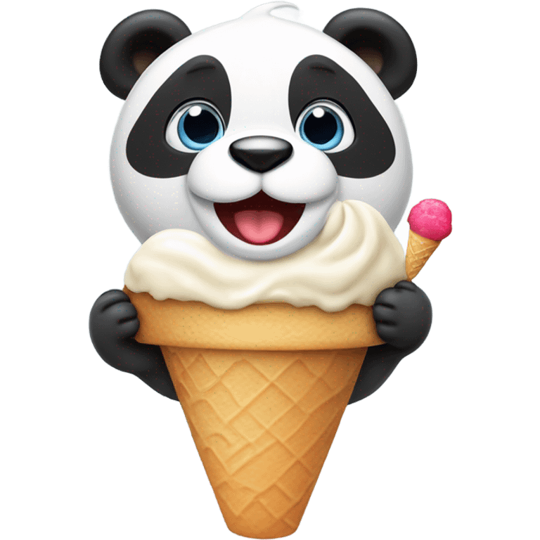 Panda eating ice cream emoji