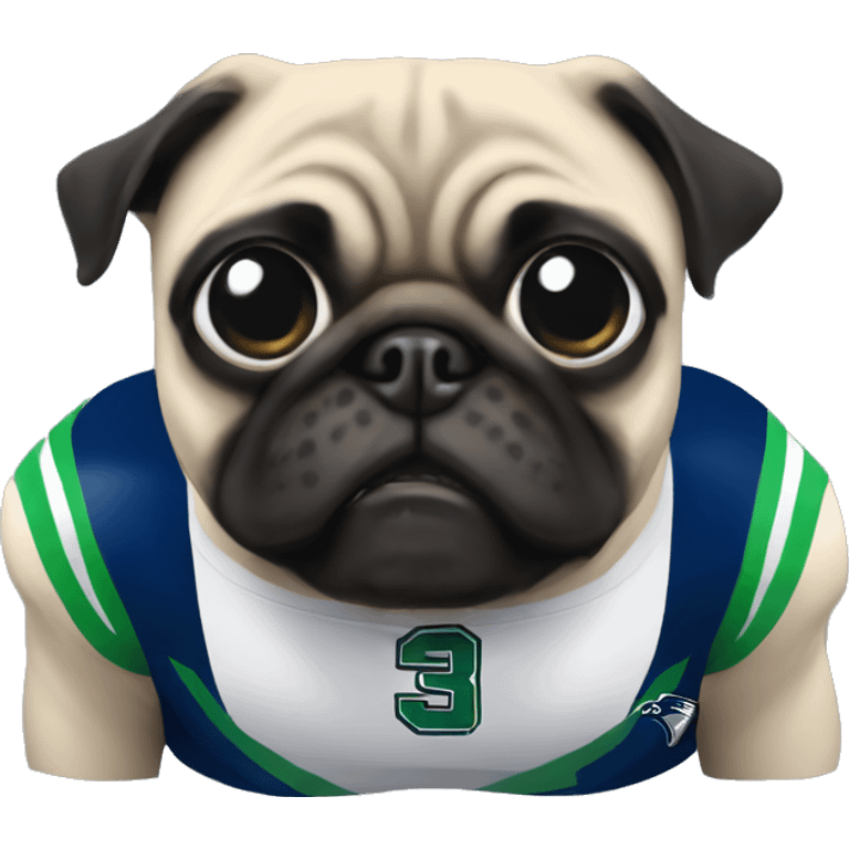 Pug Seahawks cheerleader  emoji