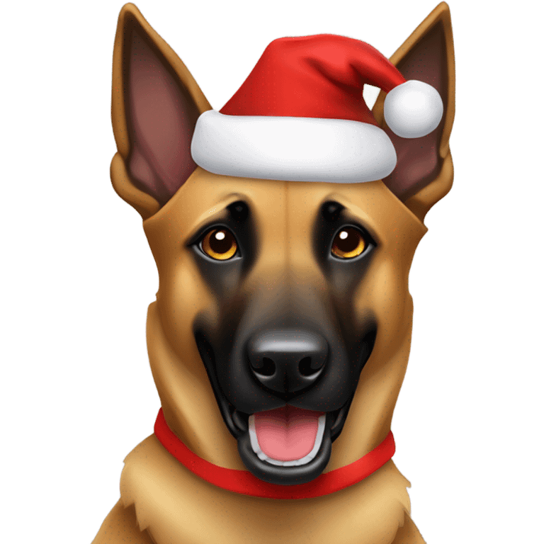 Belgian Malinois shepherd dog wearing a Santa Claus hat emoji