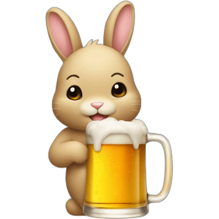 Beer with rabbit emoji