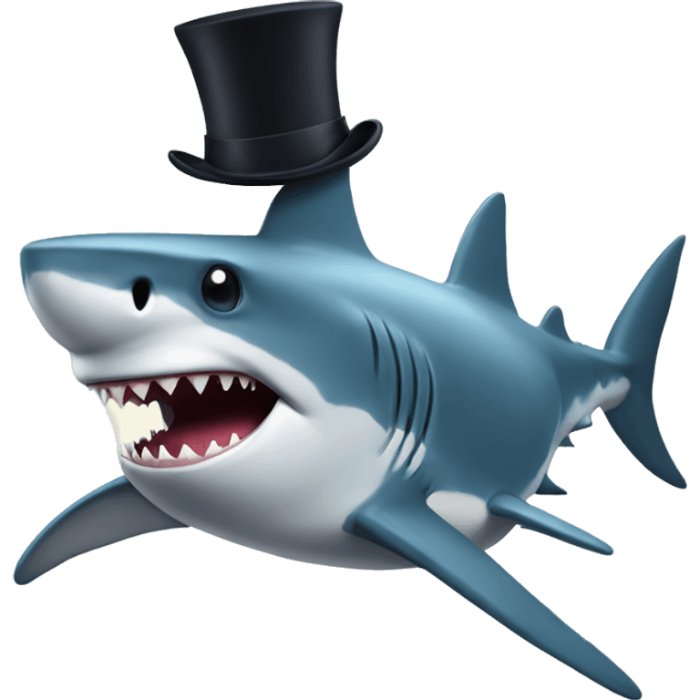 Shark with a top hat emoji