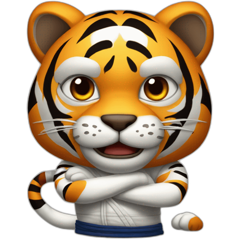 Tiger with evil face   jiu jitsu with his arms crossed emoji