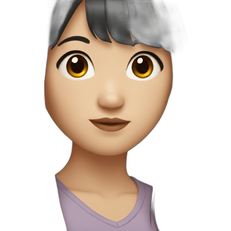 asian girl with bangs and black long hair emoji