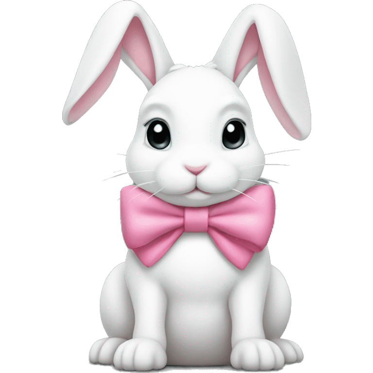 White bunny wearing a pink bow  emoji