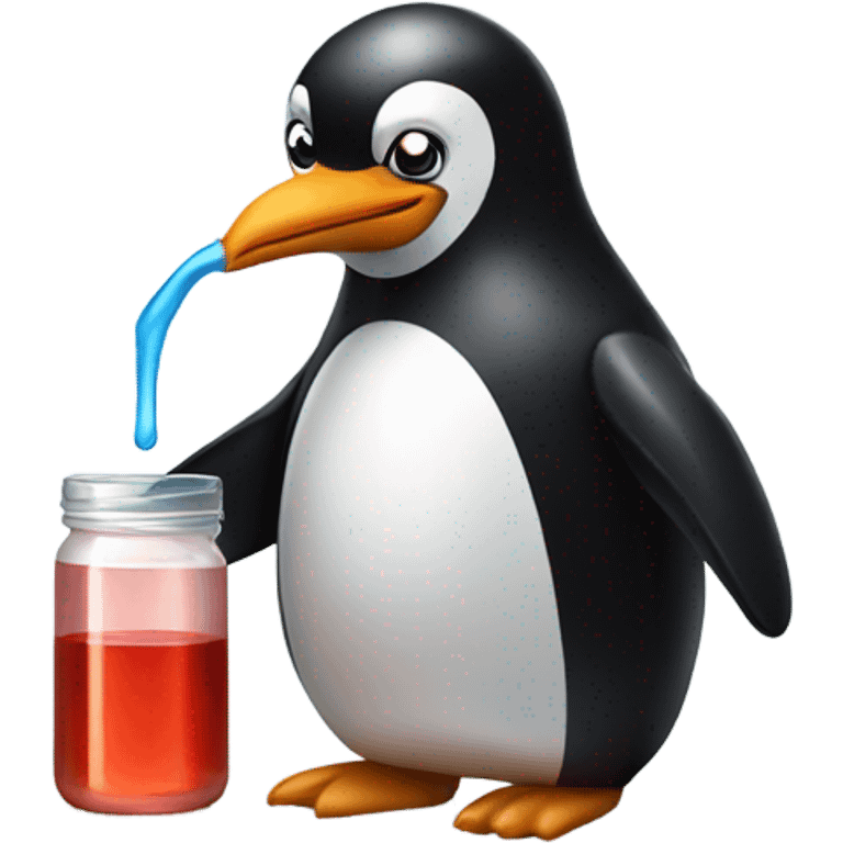 Penguin drinking  cough syrup  emoji