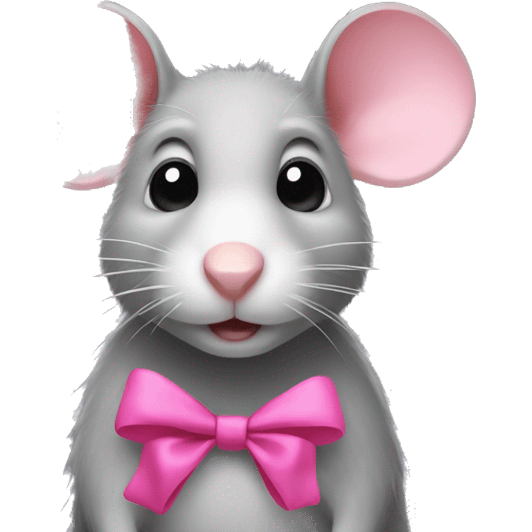 Rat with a pink bow on it  emoji