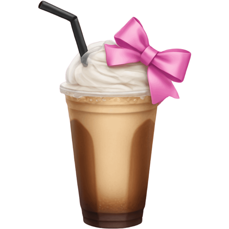 Iced coffee pink bow emoji