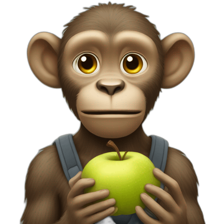 Un singe mange une pomme emoji