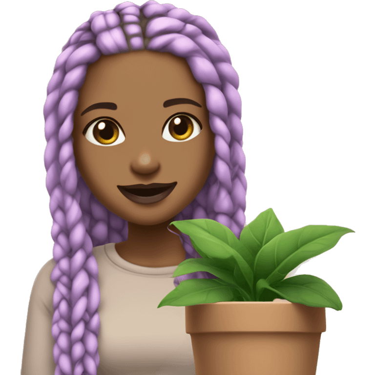 Lightskin black girl with dirty blonde box braids and mauve lips smiling watching a plant grow emoji