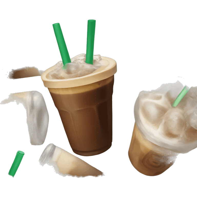 Starbuck ice coffee with ice cubes emoji