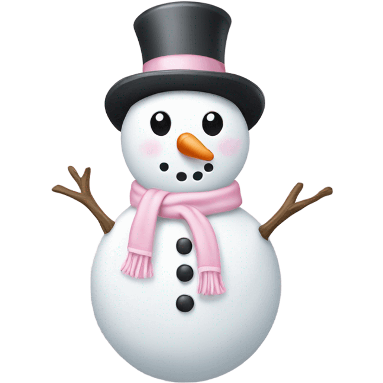 Cute white and light pink snowman emoji