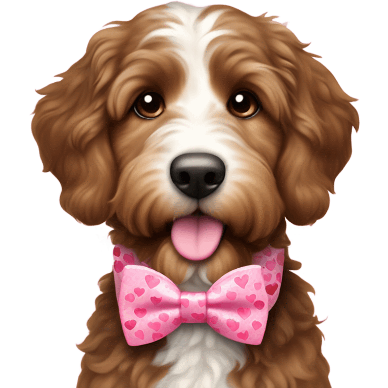 Bernedoodle dressed for Valentine’s Day emoji