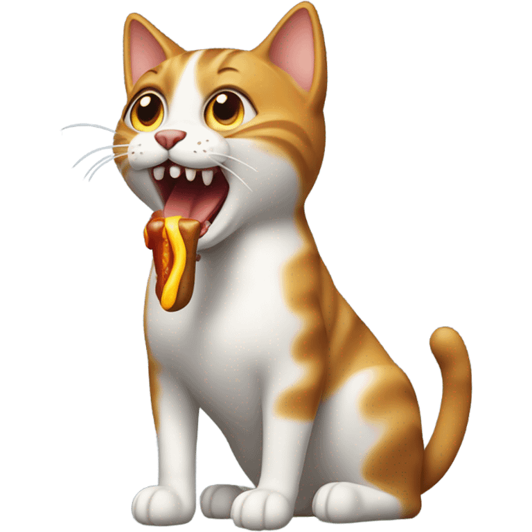 Cat eating a hotdog  emoji