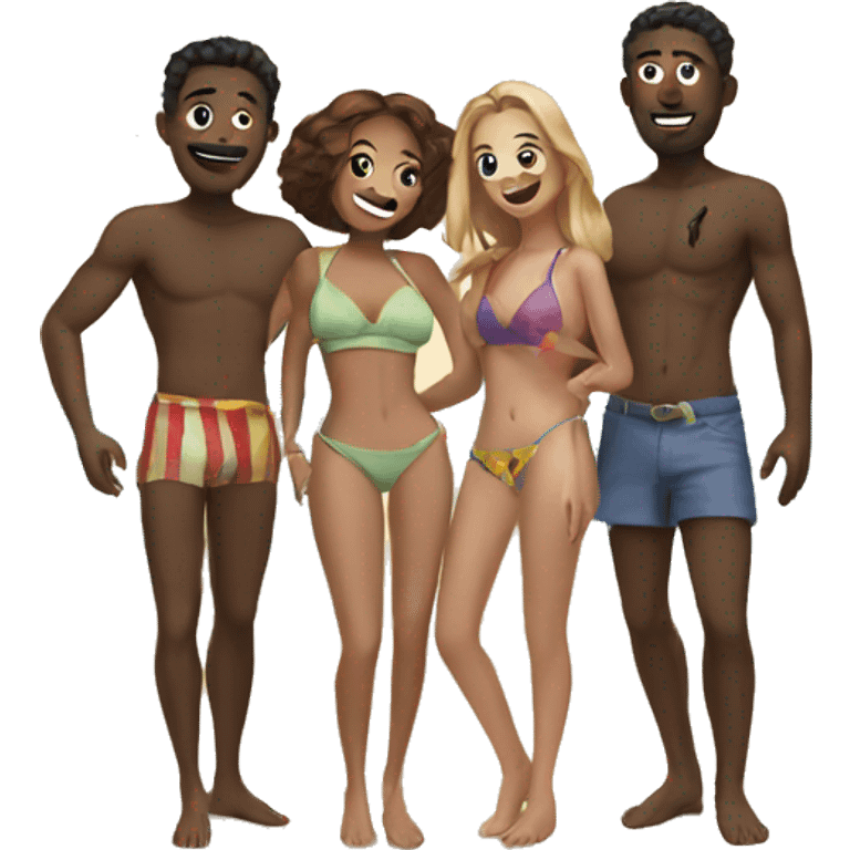 4 friends on the beach emoji