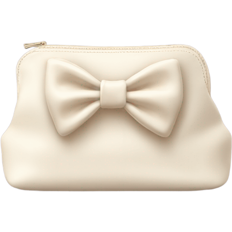 cream cosmetic bag with bow emoji