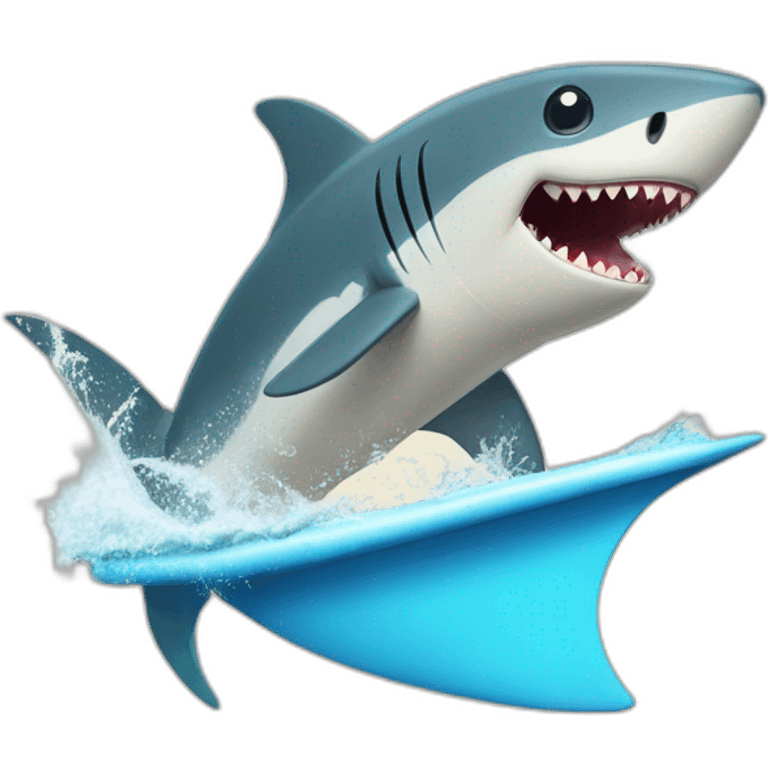 Requin qui fait du surf sur une banane emoji