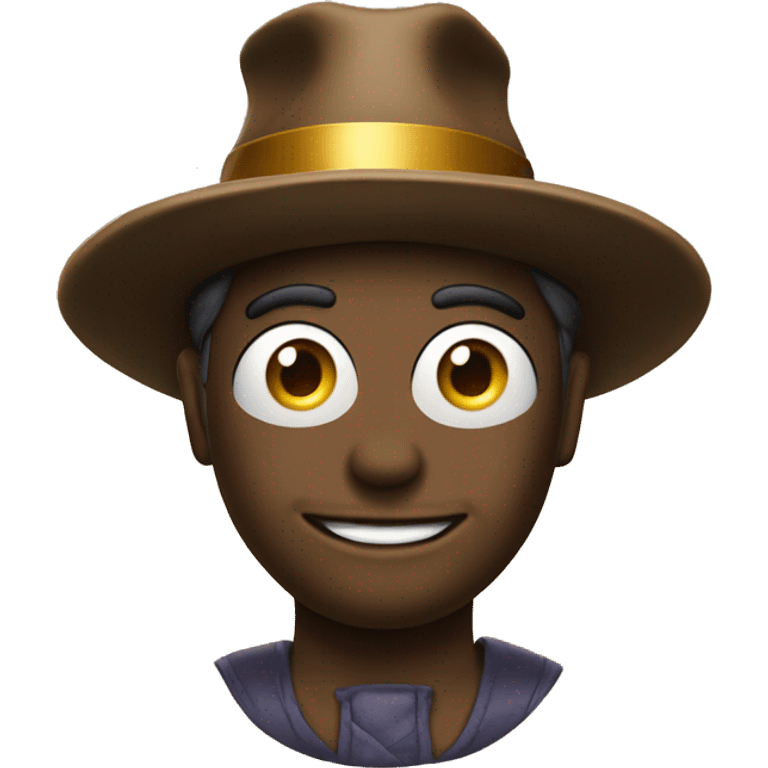 Chat botté avec les yeux de couleurs différentes et un chapeau doré  emoji