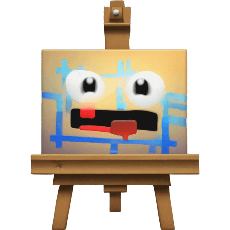 "a canvas bug" which is a painter's canvas on an easel that is glitching / 8-bit broken emoji