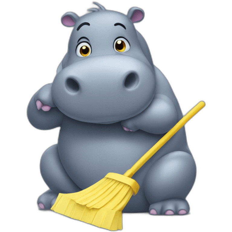 Hippo doing the cleaning emoji