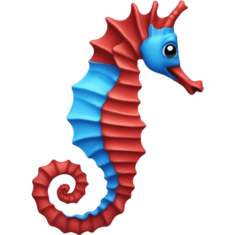 Blue and red seahorse  emoji