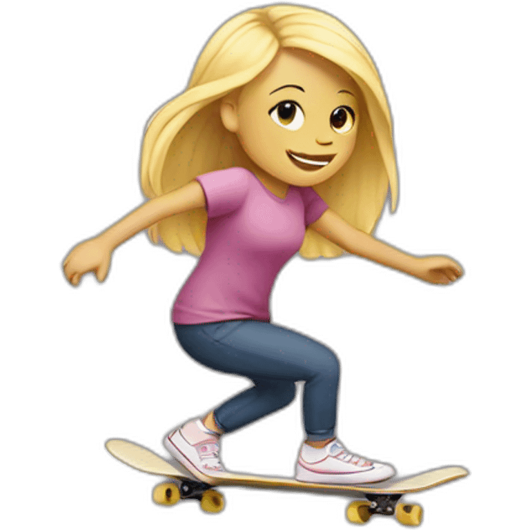 blond girl skateboarding emoji