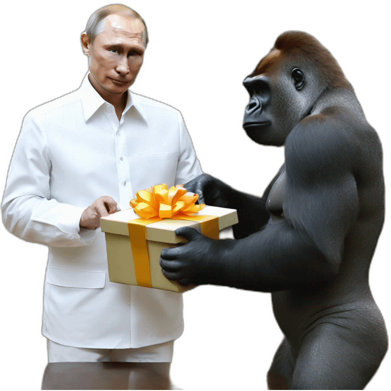 Gorilla giving a gift to Vladimir Putin emoji