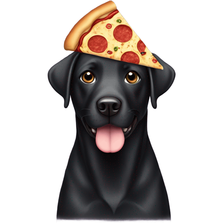 Black Labrador with pizza emoji