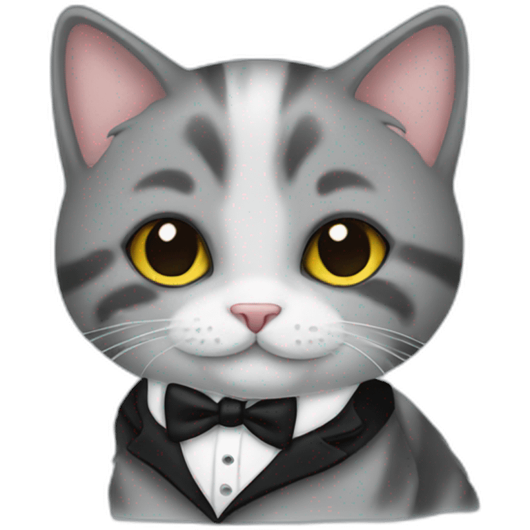 a kitten smiling wearing a tuxedo emoji