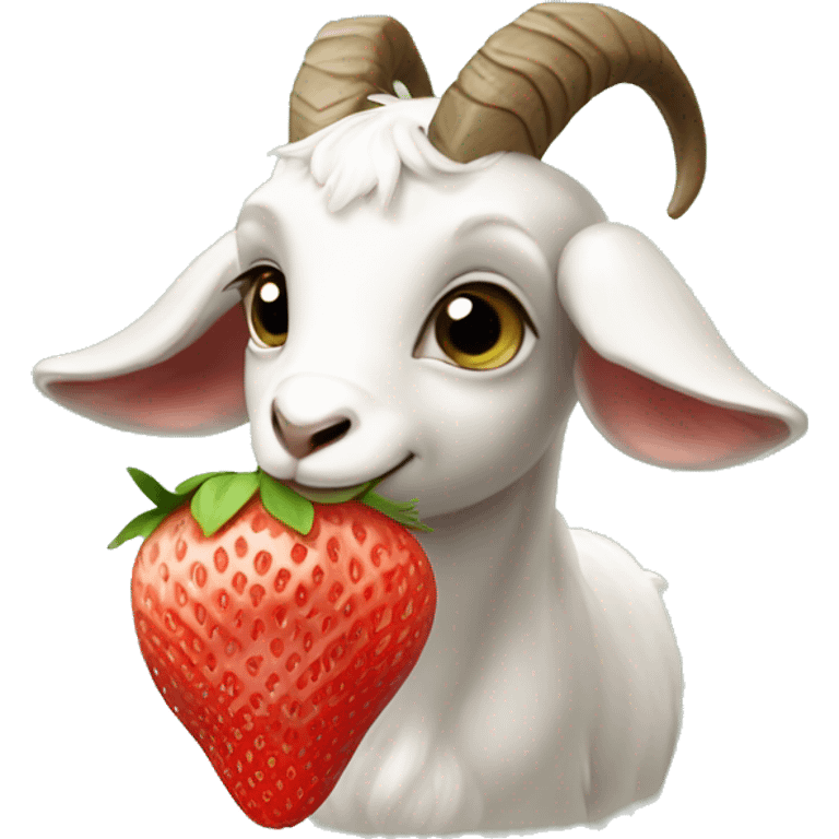 generate a really really cute baby goat eating strawberries emoji