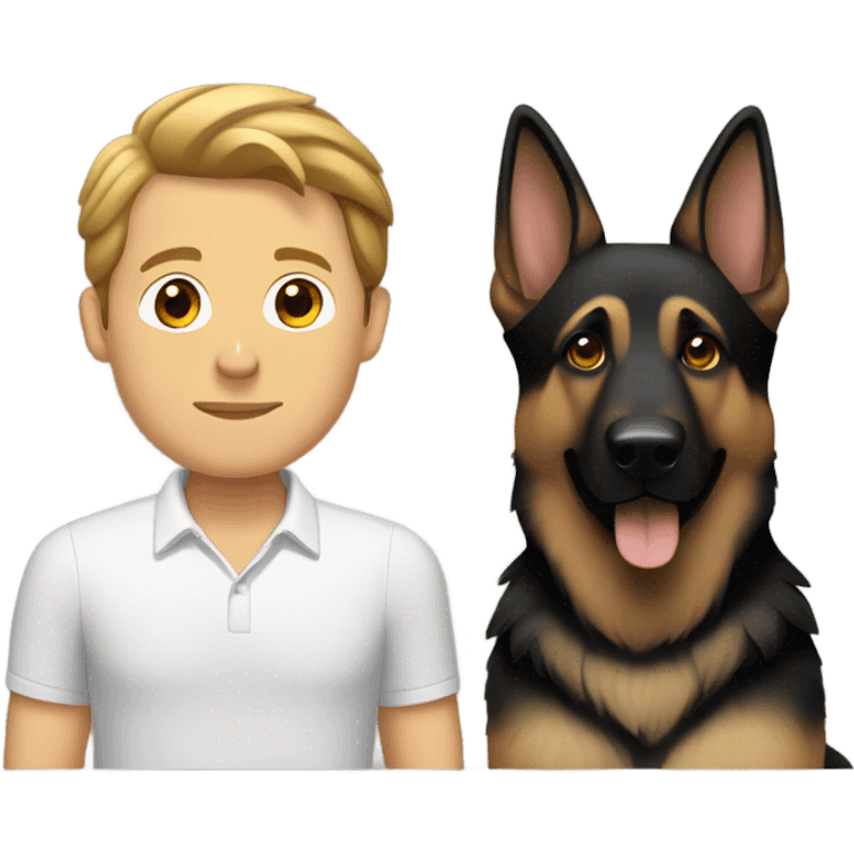 german shepherd with white brunette man emoji