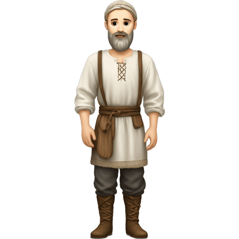 photorealistic white slavic peasant with beard full body, Slavic ethnic clothing emoji