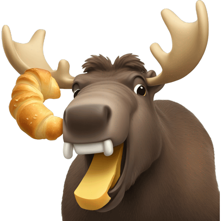 Moose eating croissant emoji