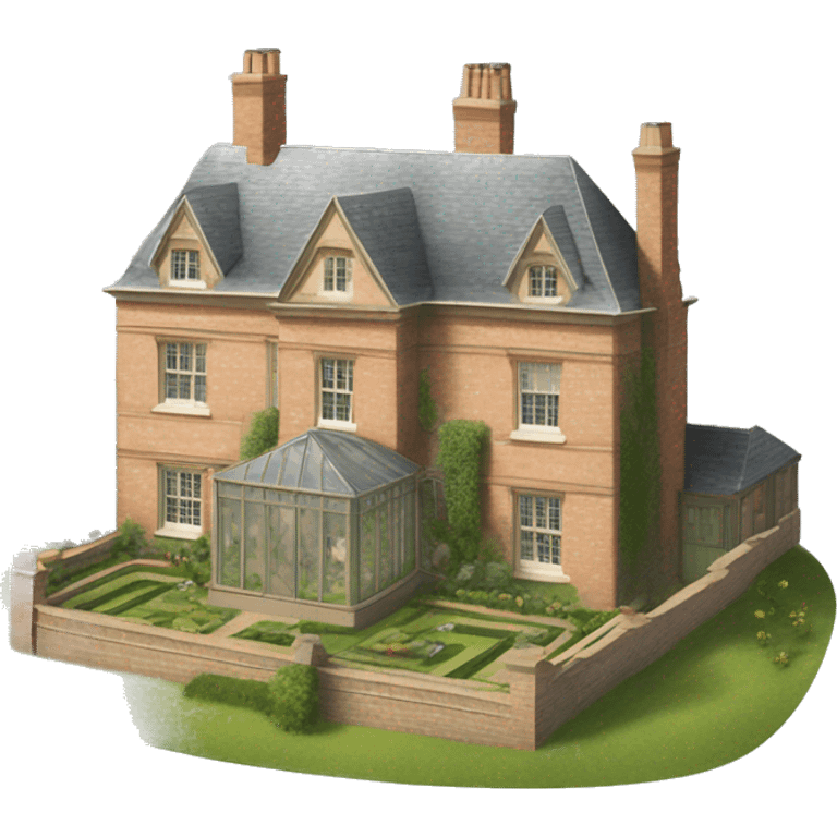 19th century English manor house with garden emoji