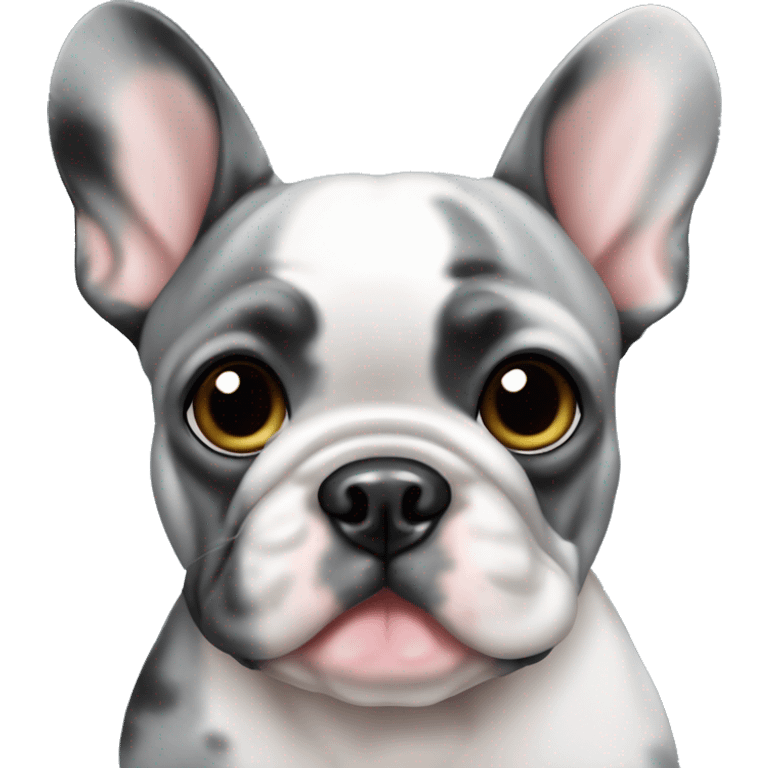 Gray and black Merle blue eyed Frenchie emoji