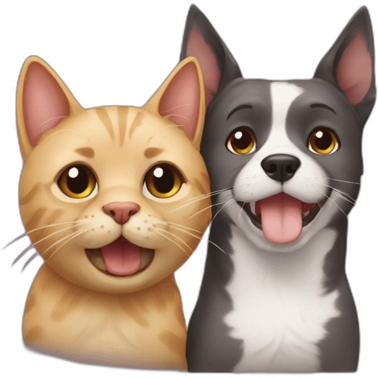 A cat and a dog best freinds emoji