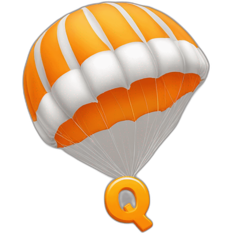 orange letter Q to which the parachute is attached emoji