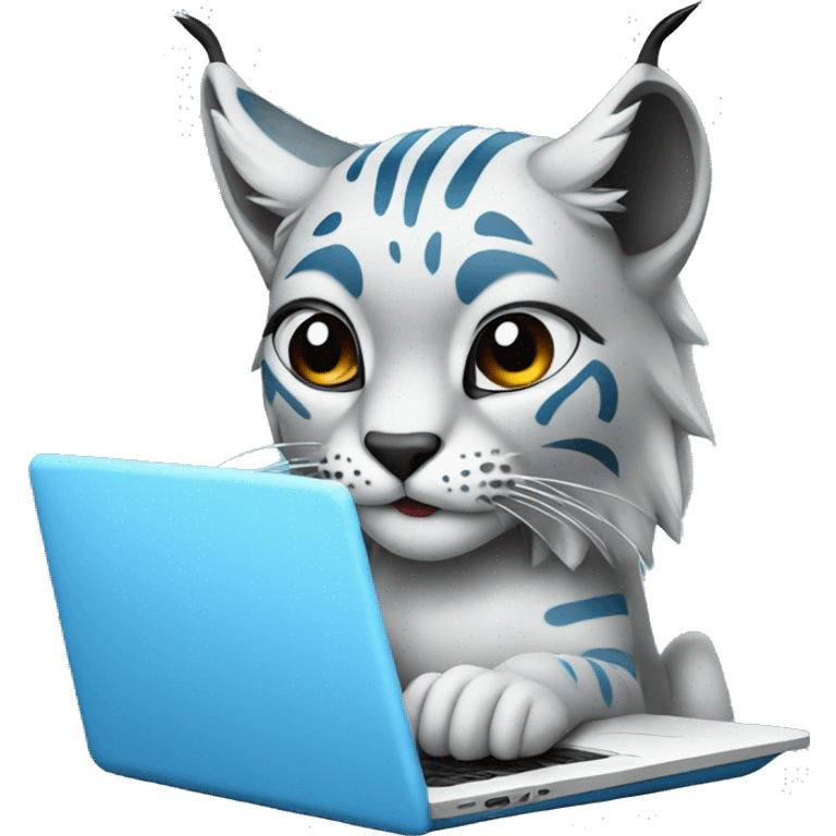 A blue lynx with a laptop emoji