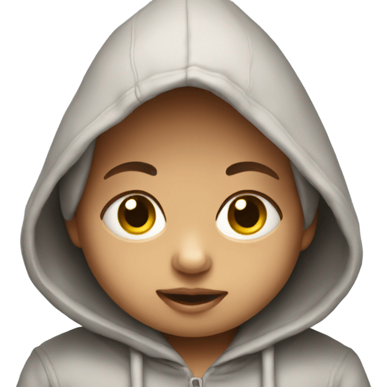 Baby wearing a hoodie emoji