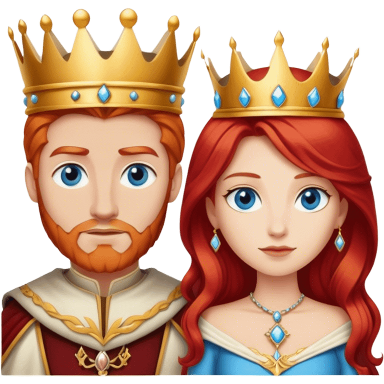 Red hair king, blonde queen, blue eyes emoji